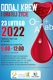 Plakat informujący o akcji oddawania krwi